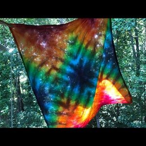 Rainbow tiedye scarf / napkin / tapestry